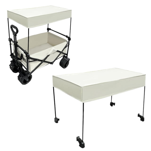Carro con toldo extraíble, toldo con varillas de soporte, carro de tela Oxford M y Beige