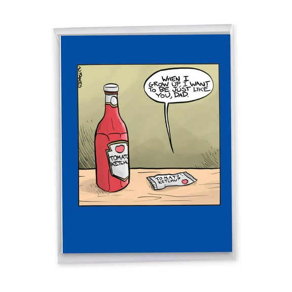 1 Large Funny Father's Day Greeting Card (8.5 x 11 Inch) - Ketchup Dad Dads Day J7290FDG