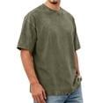 thumbnail image 6 of Oversized Tshirts For Men Vintage Short Sleeve Shirts Acid Wash Basic Tees,Army Green L, 6 of 6