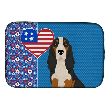 

Black Tricolor Basset Hound USA American Dish Drying Mat 14 in x 21 in