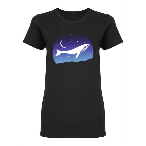 Whale In The Night Sky Shaped T-Shirt Women -Image by Shutterstock, Female XX-Large