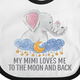 thumbnail image 4 of Inktastic My Mimi Loves Me to the Moon and Back Elephants in Clouds Boys or Girls Baby Bib, 4 of 4