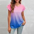 thumbnail image 2 of Clearance LYXSSBYX Womens Shirts Short Sleeve V Neck Clearance Women's Summer Casual Pullover V-Neck Loose Type Short Sleeve Ladies Petal Sleeve, 2 of 5