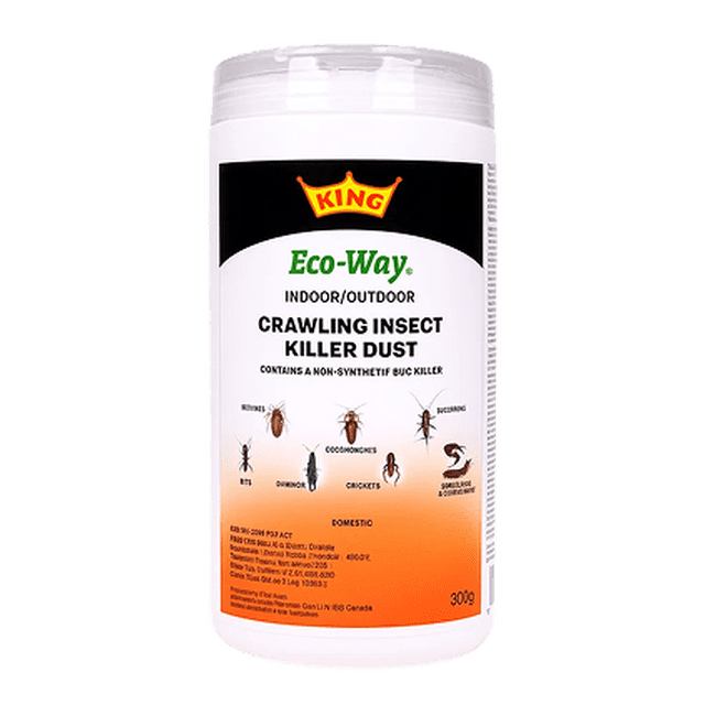 KING Eco-Way Poussière Tueuse d'Insectes Rampants pour Intérieur/extérieur, Formule Prête à l'Emploi à Base de Terre de Diatomées pour Fourmis, Cafards, Punaises de Lit, Poissons d'Argent et Puces, 300 g