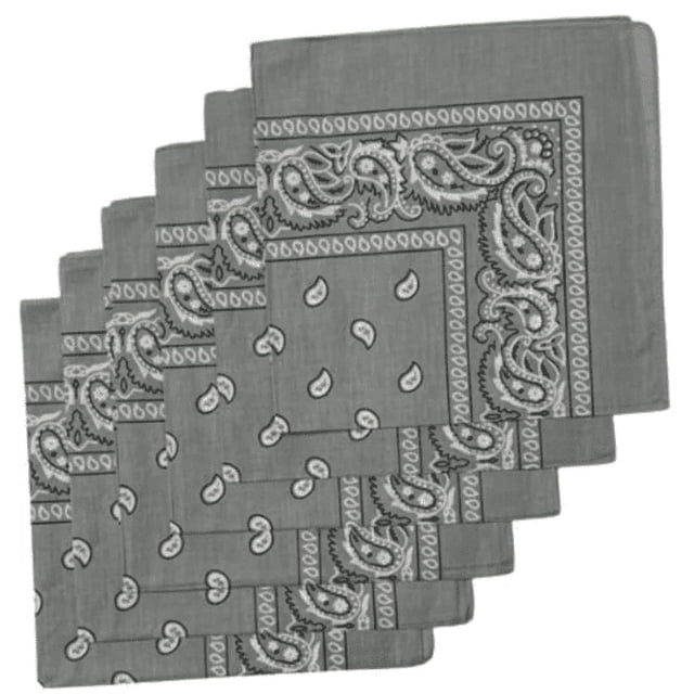 Magg Classic Bandana Ligera de Algodón 100% con Diseño Paisley Gris (Paquete de 12)