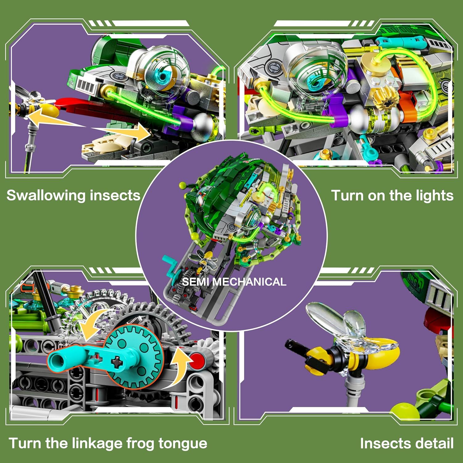 Goirzi 898Pcs Mechanical Frog Building Blocks Set - Animals Building Blocks Toys for Kids and Adults