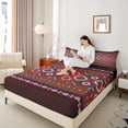 thumbnail image 4 of jejeloiu Western Tribal Aztec Bed Sheets,Pink Brown Blue King Sheets For Men Women 4-Piece, 4 of 7