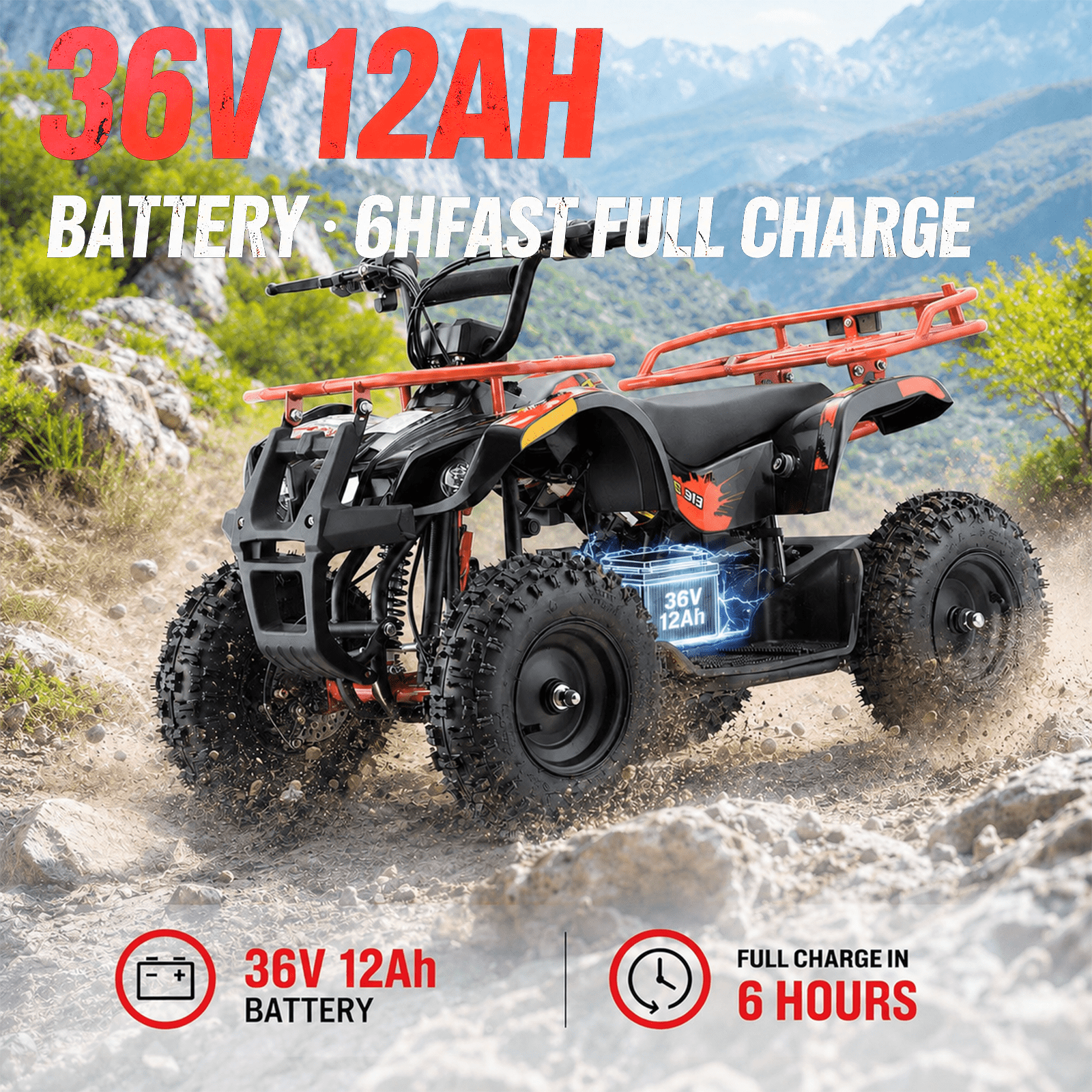 Hover Heart Electric Dirt Quad EA500-RA 36V 500W ATV with Suspension, Parent Speed Control