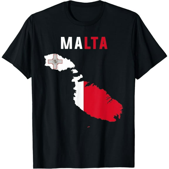 Maltese Flag inside Map of Malta tee shirt T-Shirt