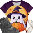 thumbnail image 5 of Women's Cute Ghost Pumpkin Graphic Tees Funny Halloween Shirts Crewneck Short Sleeve T-Shirts Casual Fall Holiday Festive Tops for Women, 5 of 6
