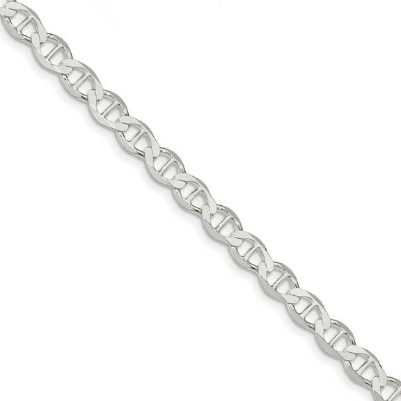 Primal Silver Sterling Silver 7.1mm Polished Flat Anchor Chain Bracelet