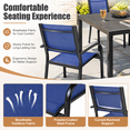 thumbnail image 5 of 7 Piece Outdoor Dining Set, Patio Dining Table Set for 6 Persons, Garden Patio Textilene Dining Furniture Set with Plastic-Wood Tabletop, Dining Table Chairs Conversation Set for Deck Patio, 5 of 8