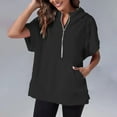 thumbnail image 2 of Ruyang Womens Oversized Short Sleeve Half Zip Hoodies 2024 Fashion Summer Sweatshirts with Pockets Dressy Casual Fashion Pullover Tops, 2 of 5