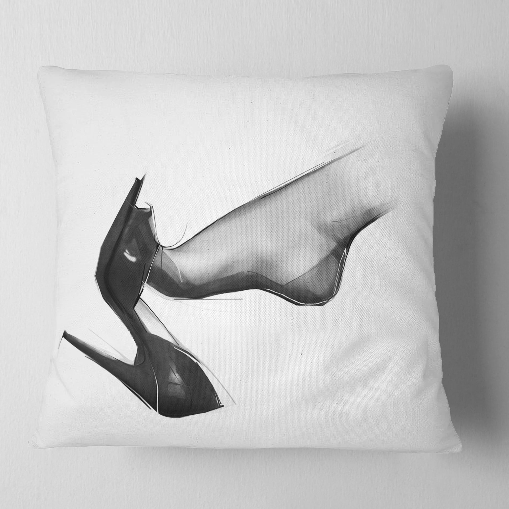 Designart Leg Wearing High Heel Shoe - Abstract Portrait Throw Pillow - 18x18