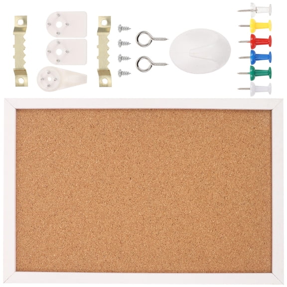 HEMOTON 1pc Cork Board Bulletin Board Wall Mountable Single Frame for Home Office School Khaki 30x30cm