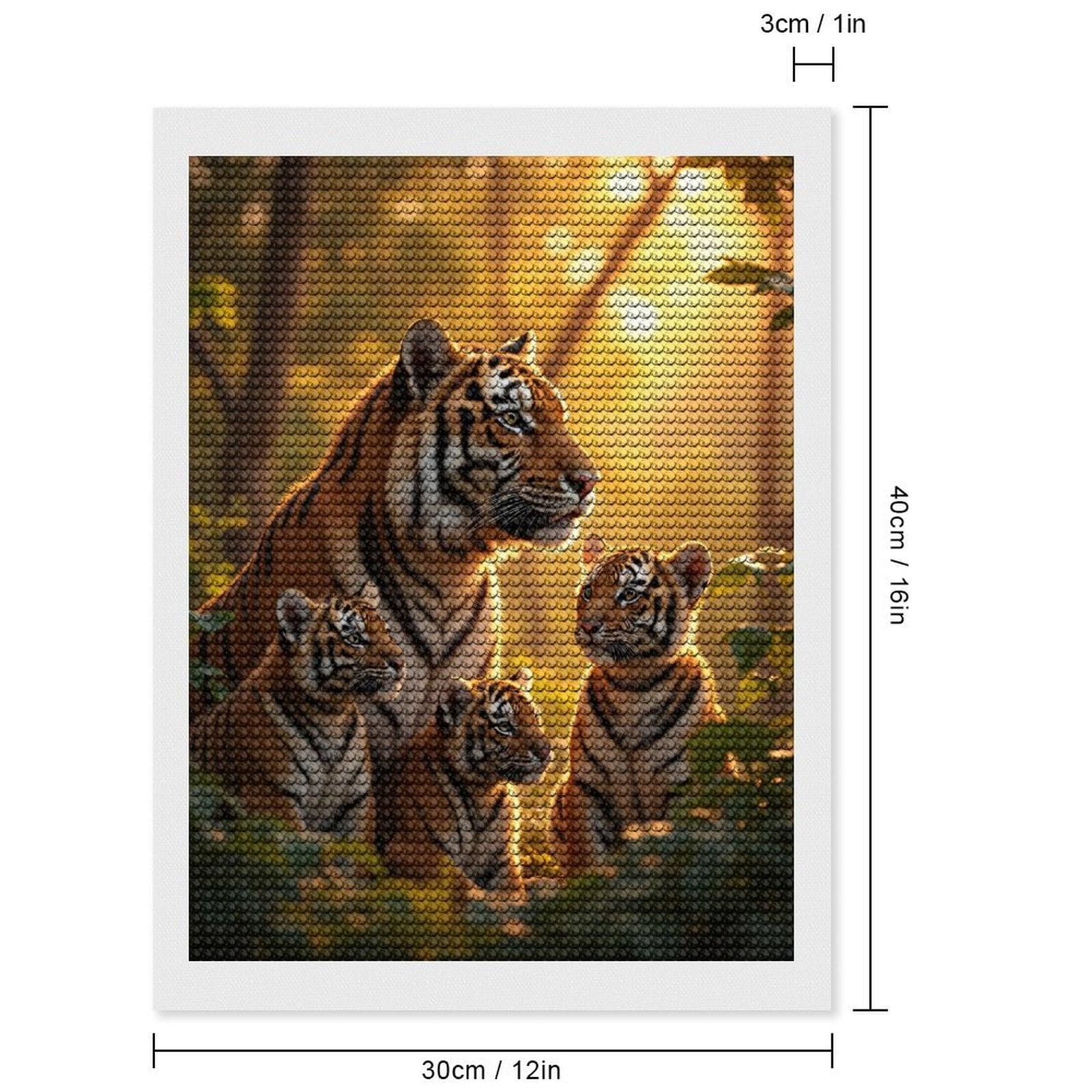 Diamond Art Kits for Adults - Tigers Family Jungle Sunrise Scene 5d Diamond Painting for Adults, Diamond Art for Adults Beginners, Frameless Diamond Painting Kits for Adults for Home Wall Decor