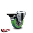 thumbnail image 2 of 3.5 Inch Green Poly Wheel Swivel Bolt Hole Caster with Posi Lock Brake SCC, 2 of 2