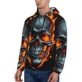 thumbnail image 3 of Kdxio Flame Metal Skull Print Mens Casual Hooded Collar Drawstring Hoodies Pullover Sweatshirts Casual Long Sleeve Shirts-X-Large, 3 of 7