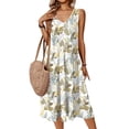 thumbnail image 1 of Vestido Zeagoo vestido de verano midi ajustado y acampanado con cuello en V para mujer, 1 of 6