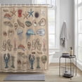 thumbnail image 4 of Marine Life Shower Curtains for Bathroom, Retro Sea Star Jellyfish Lobster Linen Texture Washable Fabric Shower Curtain with Hooks Waterproof Bathroom Decor Sets, 72 x 72 Inches, 4 of 9