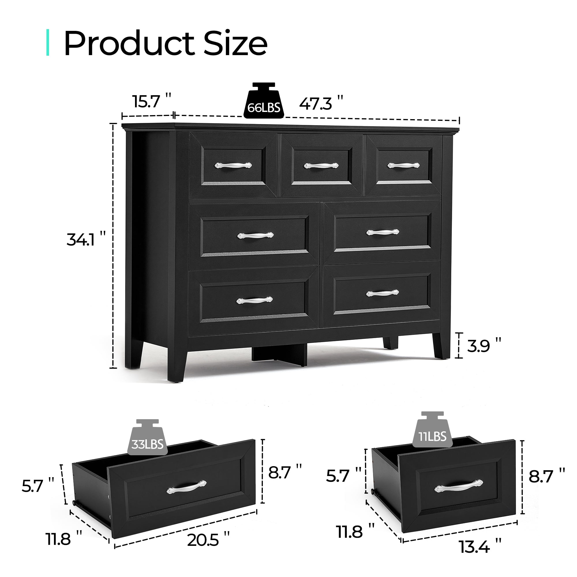 LINSY HOME Dresser for Bedroom, Long Dresser with 6 Drawers LINSY HOME Dresser for Bedroom, Long Dresser with 6 Drawers