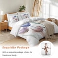 thumbnail image 7 of Simple Floral Bedding Duvet Cover Set Queen Size 4 Pieces Blue Green Purple Flower Leaves Pattern Bedding Set with Zipper Closure, 1 Comforter Cover 90x92 Inches 1 Flat Sheet & 2 Pillow Cases, 7 of 7