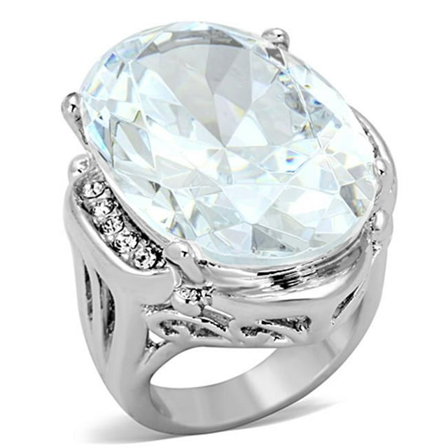 Alamode LO2950-6 Anneau en Laiton Rhodié pour Femme avec AAA Grade CZ en Transparent - Taille 6