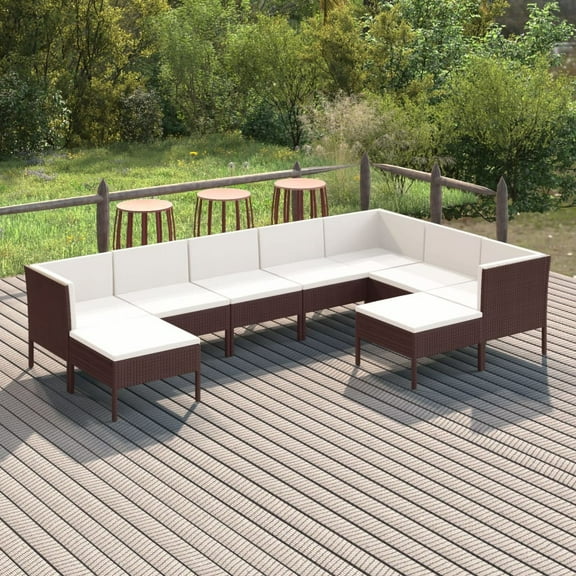 vidaXL Garden Lounge Set Brown and Cream White