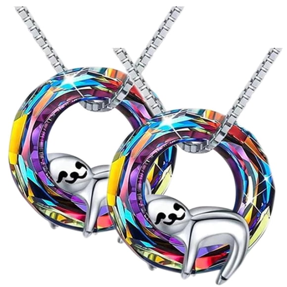 Collar Osos Peresozo SlothyNeck08 2 Pzas Collar Oso Perezoso/Aro Gris/Multicolor Metal. High Monaco MXNEC-002
