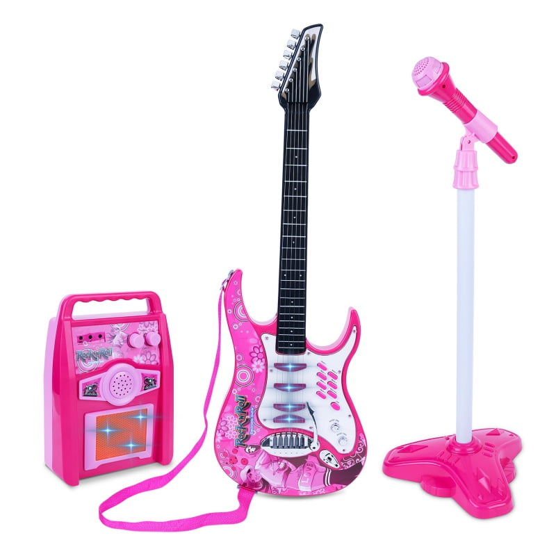 22 Kids Electric 6 String Rock Star Guitar & Extendable Microphone Musical Toy