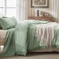 thumbnail image 4 of Andency Queen Comforter Set Sage Green, 3 Pieces Soft Fluffy Bedding Comforter Set for Queen Size Bed, All Season Lightweight Boho Tassel Down Alternative Bed Set, 4 of 8