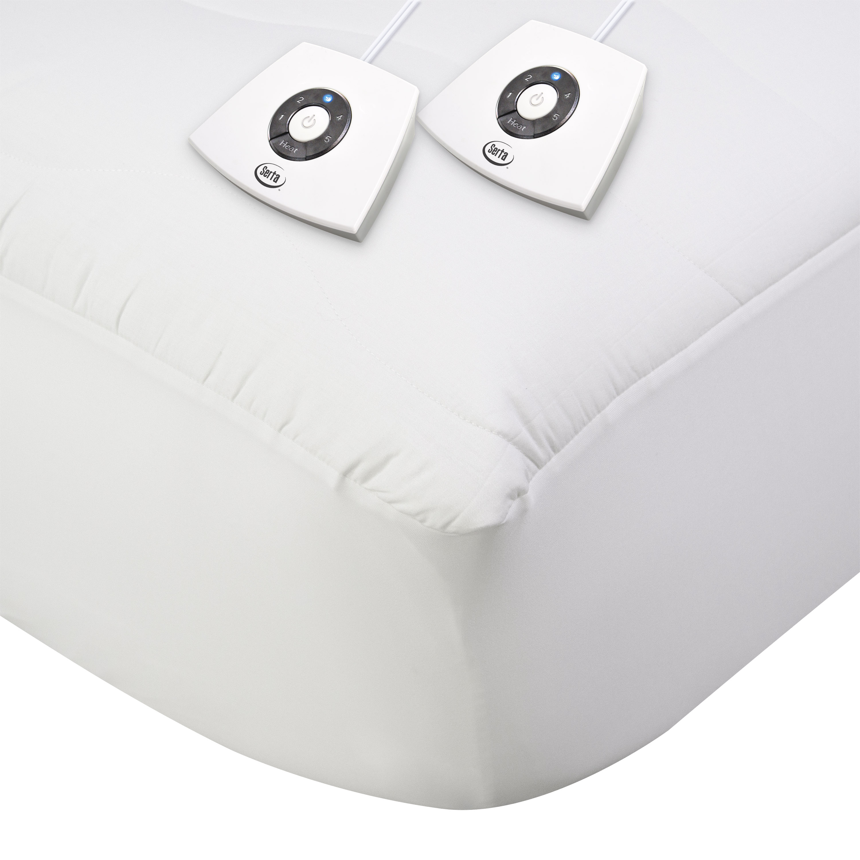 Serta Cotton Blend Electric Heated Mattress Pad, 5-Setting Heat Control, 10-Hour Auto Shut-Off Safety, Fits Up to 18" Mattress