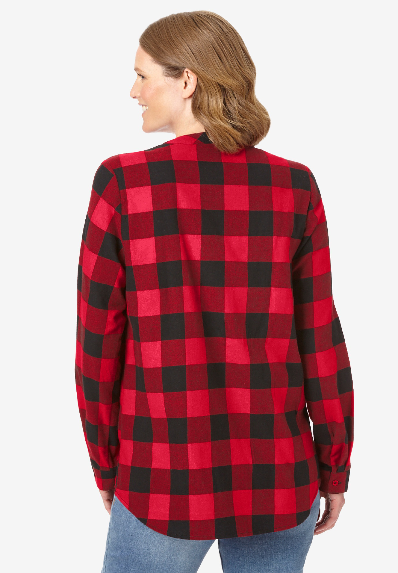 Plus Size Flannel Tunic With Layered Look - image 5