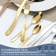 thumbnail image 5 of Gold Silverware Set,24 Piece Gilded Silverware Set Rack Service for 6，Mirror Polished Cutlery Utensil Set,Home Kitchen Eating Tableware Set,Include Fork Knife Spoon Holder Set,Dishwasher Safe, 5 of 9
