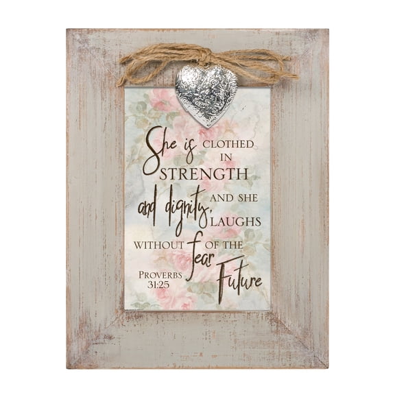 Clothed Strength Dignity Natural Taupe Locket Easel Back Picture Frame