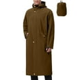 thumbnail image 2 of qolati Mens Long Rain Jacket Hooded Rain Poncho Lightweight Packable Windbreaker Waterproof Active Long Raincoat Outdoor Activities Hiking Cycling Golf Rain Coat Brown XL, 2 of 10