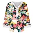 thumbnail image 4 of Mujeres Ocio Elegante Jersey Impreso Encaje Impresión Tres cuartos Manga Cuello en V Tops OAVQHLG3B Store lin121212, 4 of 5