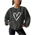 thumbnail image 2 of kkbbma Liquidation à Moins de 1$ Chandails en Molleton Imprimé Cœur pour Femmes Automne Décontracté Manches Longues Hauts Confortables Légers Col Rond Chandail, 2 of 4