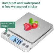 Digital Food Scale,3000g/0.1g Digital Scale,Gram Scale with 2 Trays for Cooking and Baking,Coffee Scale with Back-Lit LCD Display 6 Units, Auto Off, Tare, PCS, Stainless Steel
