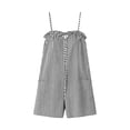 thumbnail image 5 of Utoimkio Striped Spaghetti Strap Romper Shorts for Women with Ruffled Neckline and Pockets, 5 of 8
