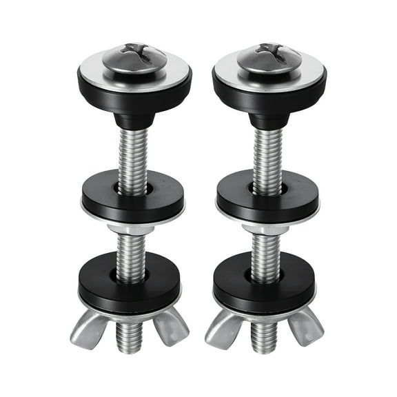 KFFKFF Universal Toilet Tank to Bowl Bolts Kit, 2PCS Durable Metal Toilet Tank Bolts, Stainless Steel Screws Replacement Kit with Wing Nuts, Rubber Washers, Gaskets for Toilet Repair