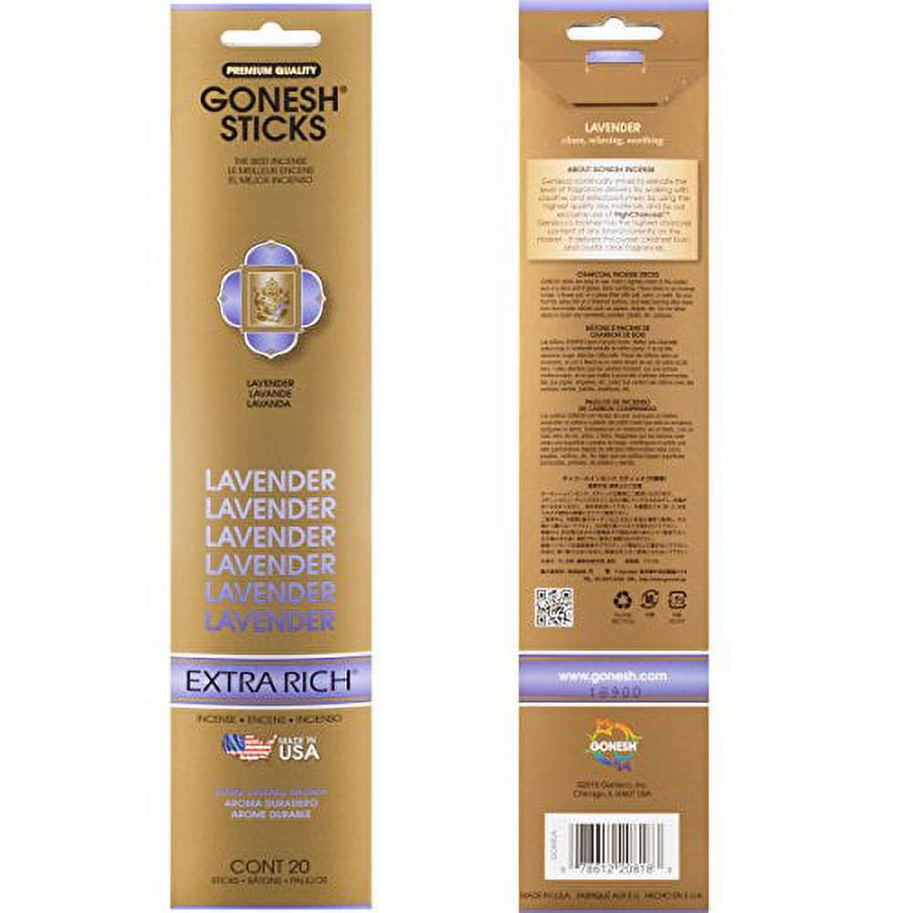 Gonesh Collection Lavender â€“ 4 Pack-Extra Rich Incense, Gold, 80 Count