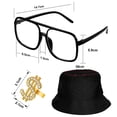 thumbnail image 4 of Traje de disfraz,Kit de disfraz de hip hop con dólar,sombrero,cadena,rapero,accesorios anillo con dólar sombrero de pescador gafas,Kit de disfraz de los años 80 y, 4 of 6
