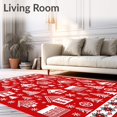 thumbnail image 2 of ODIKA 4'x6' Machine Washable Non-Slip Area Rug, Frosty Village Evening Fireside Gathering Celebration High Traffic Rug with Pad, Red, 629906, 2 of 8