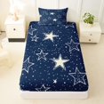 thumbnail image 3 of Manfei Modern Stars Twin Sheets,Galaxy Print Bedding,White Navy,3pcs,1 Flat Sheet,1 Fitted Sheet and 1 Pillowcase, 3 of 6