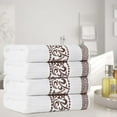 thumbnail image 2 of Superior Athens Cotton Greek Scroll Bath Towel Set of 4, Quick Dry Towels, White-Chocolate, 2 of 7