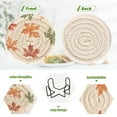 thumbnail image 4 of Yayeee 6 PCS Drink Coasters with Holder Set Woven Absorbent Round Tabletop Hot Pad, Brown Autumn Leaves, 4 of 7