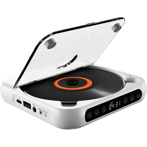 Portable Bluetooth CD Player – Hi-Fi Sound, Wireless & Wired Playback, Rechargeable Battery, Compact & Lightweight, Supports Bluetooth Headphones and AUX Output