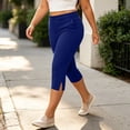 thumbnail image 5 of Szhihuiw Leggings for Women Plus Size Fashion Side Slit High Waisted Capri Pants Casual Womens Trousers with Pockets, 5 of 8