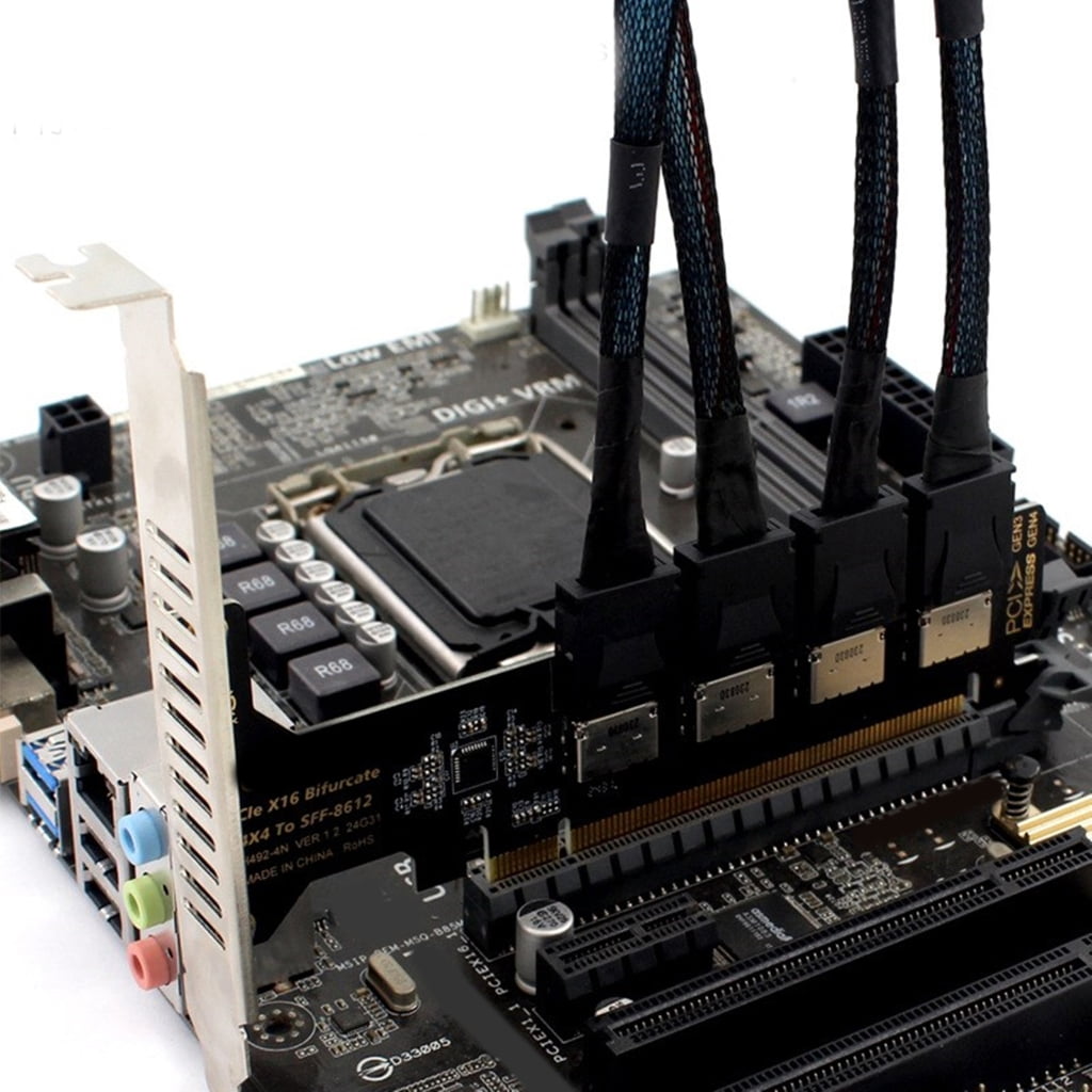 PCIe X16 To 4 Port Oculink SFF 8612 SFF 8611 Adapter Expansion Card For Motherboards Solid Disks Graphics Card